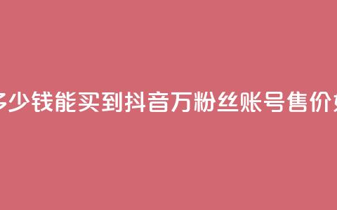 抖音100万账号多少钱能买到(抖音100万粉丝账号售价如何定?) 第1张 抖音100万账号多少钱能买到(抖音100万粉丝账号售价如何定?) 第1张